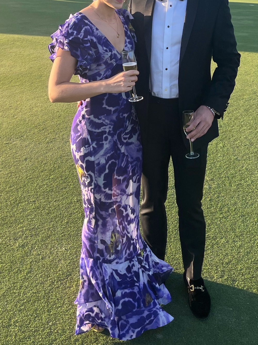Rat & Boa Purple Floral Print Ruffled Maxi Dress